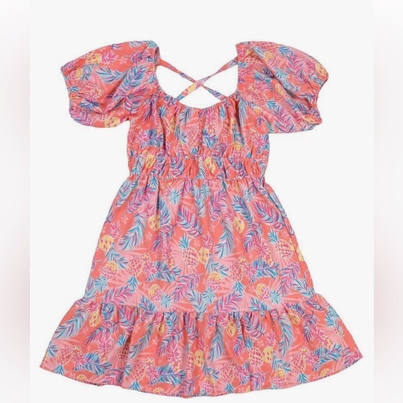 Simply Southern Tie Back Pineapple Print Dress - Size Medium - Picture 4 of 8